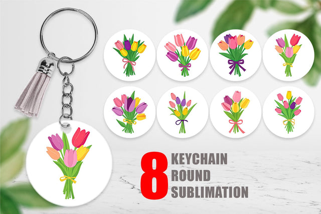 Keychain Tulip Bouquet Sublimation artnoy 