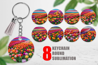 Keychain Tulip Flower Fields Sublimation artnoy 