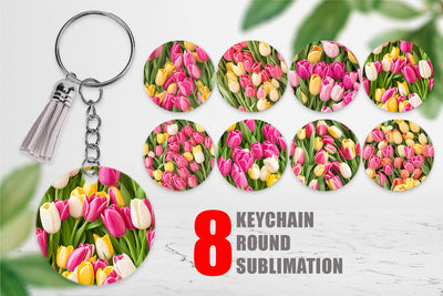 Keychain Tulips Pattern Sublimation artnoy 