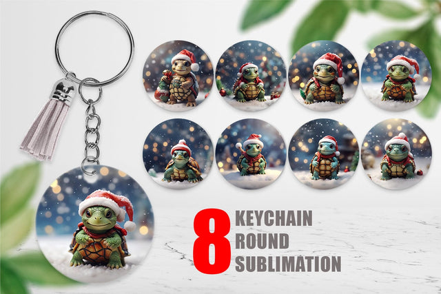 Keychain Turtle Christmas Sublimation artnoy 