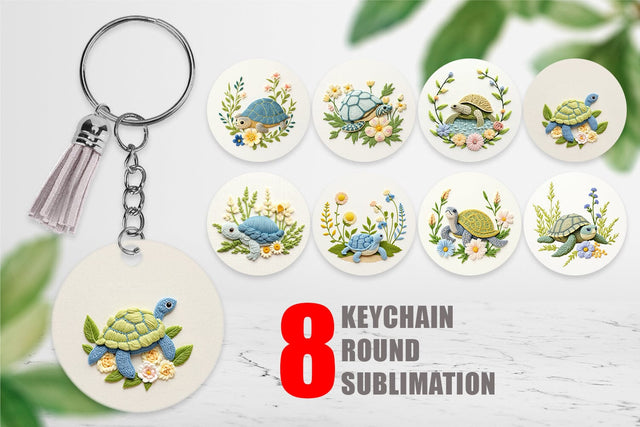 Keychain Turtle Embroidery Sublimation artnoy 