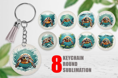 Keychain Turtle Swimming Sublimation artnoy 