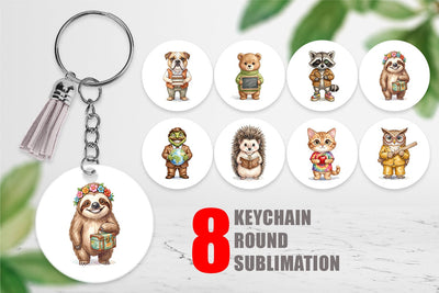 Keychain UglyCute Groovy Animal Teacher Sublimation artnoy 
