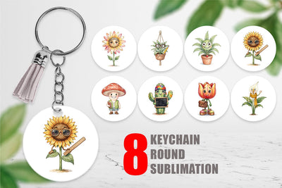 Keychain UglyCute Groovy Plant Teacher Sublimation artnoy 