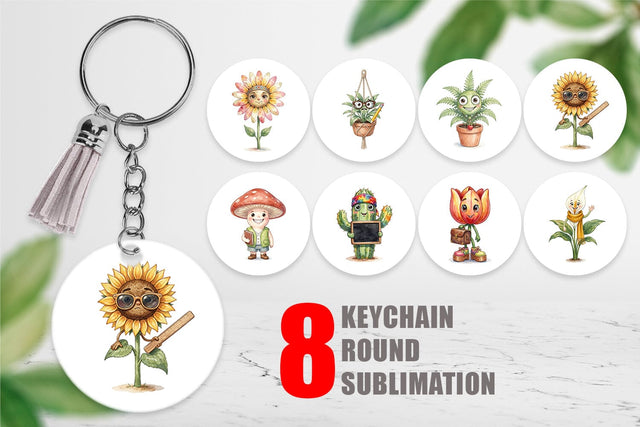 Keychain UglyCute Groovy Plant Teacher Sublimation artnoy 