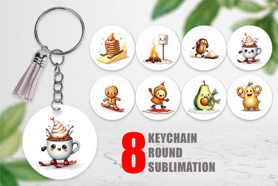 Keychain UglyCute Winter Food & Drinks Sublimation artnoy 