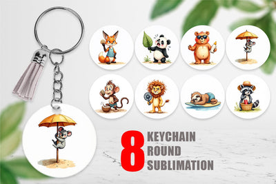 Keychain Unenthusiastic Wild Animals Summer Sublimation artnoy 