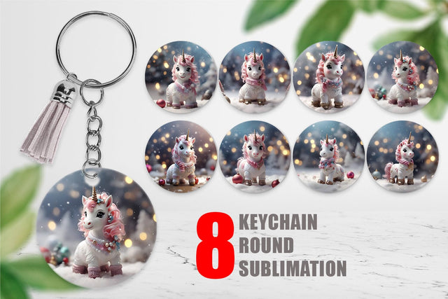 Keychain Unicorn Christmas Sublimation artnoy 