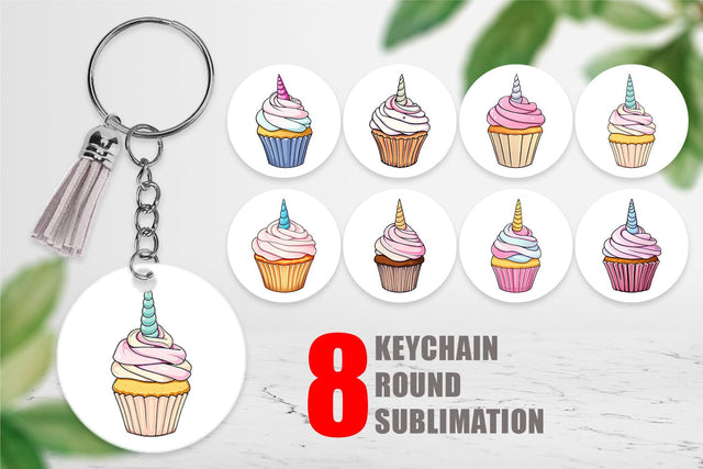 Keychain Unicorn Cupcake Sublimation artnoy 