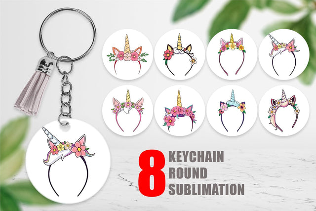 Keychain Unicorn Headband Sublimation artnoy 