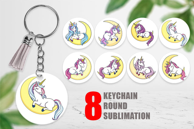 Keychain Unicorn & Moon Sublimation artnoy 