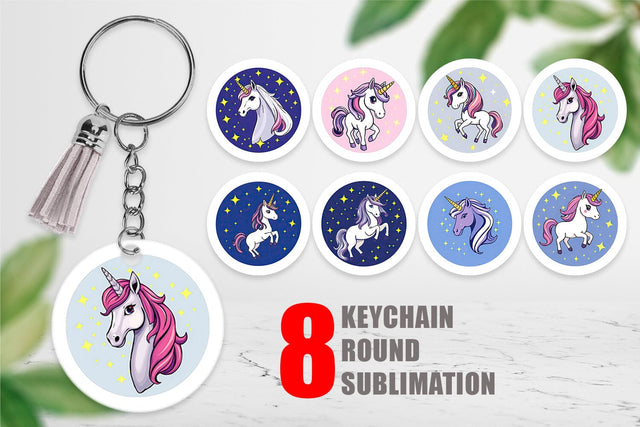 Keychain Unicorn & Stars Sublimation artnoy 