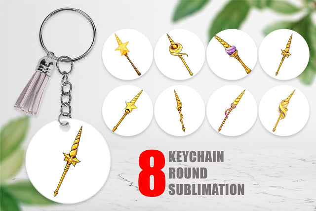 Keychain Unicorn Wand Sublimation artnoy 