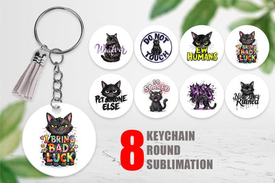 Keychain Unimpressed Black Cat Quote Sublimation artnoy 