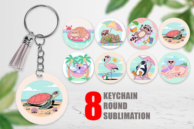 Keychain Vacation Animals Sublimation artnoy 