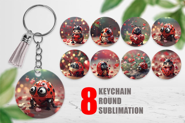 Keychain Valentine Animal Ladybug Sublimation artnoy 