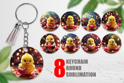 Keychain Valentine Baby Chicken Sublimation artnoy 