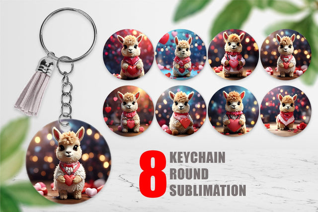 Keychain Valentine Baby Llama Sublimation artnoy 