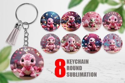 Keychain Valentine Baby Turtle Sublimation artnoy 