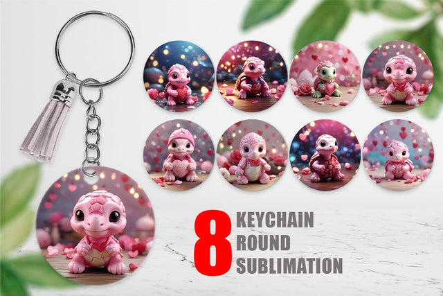 Keychain Valentine Baby Turtle Sublimation artnoy 