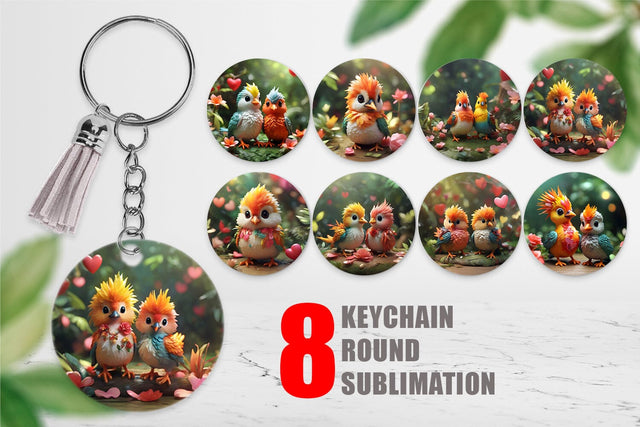 Keychain Valentine Bird Paradise Sublimation artnoy 
