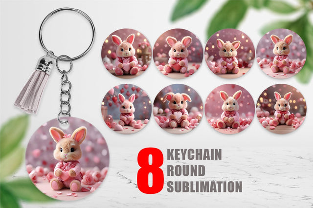 Keychain Valentine Bunny Sublimation artnoy 