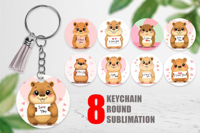 Keychain Valentine Capybara Cartoon Sublimation artnoy 
