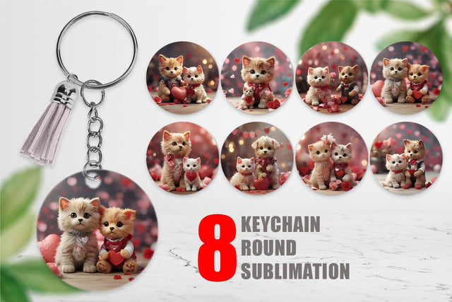 Keychain Valentine Cat Sublimation artnoy 