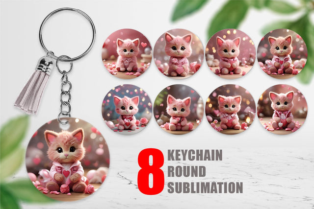 Keychain Valentine Cat Sublimation artnoy 