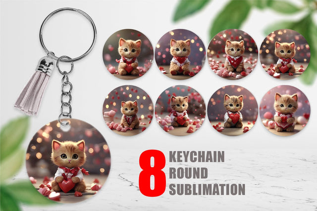 Keychain Valentine Cat Sublimation artnoy 