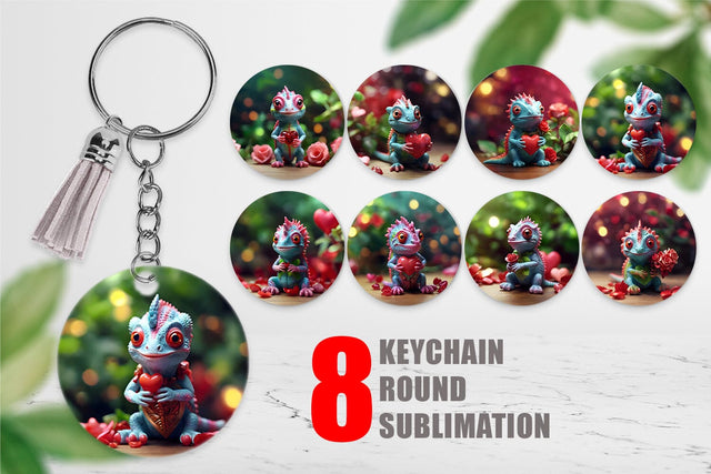 Keychain Valentine Chameleon Sublimation artnoy 