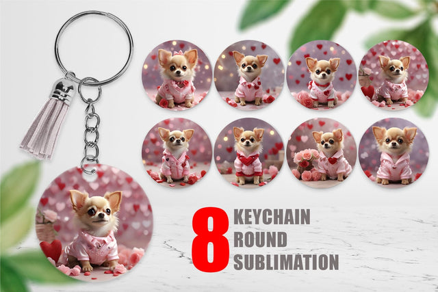 Keychain Valentine Chihuahua Dog Sublimation artnoy 