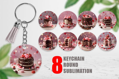 Keychain Valentine Chocolate Cake Sublimation artnoy 