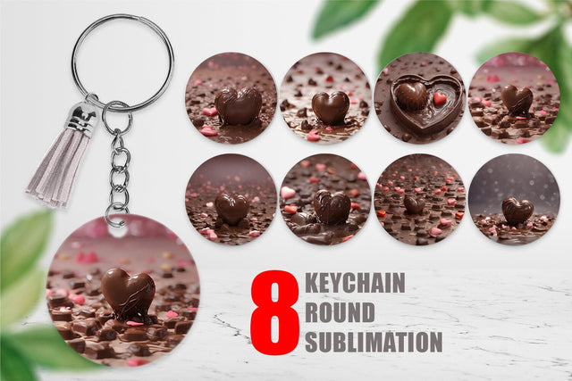 Keychain Valentine Chocolate Heart Sublimation artnoy 