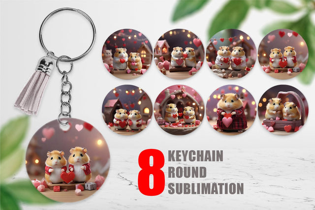 Keychain Valentine Cute Hamsters Sublimation artnoy 