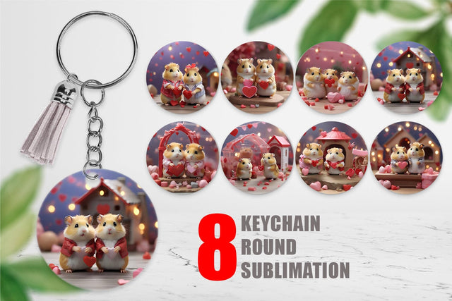 Keychain Valentine Cute Hamsters Sublimation artnoy 