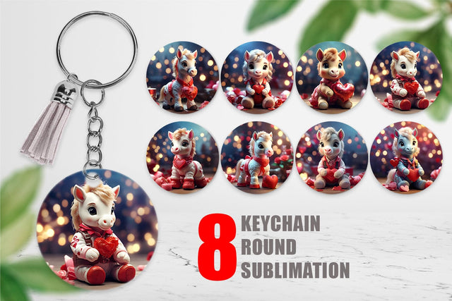 Keychain Valentine Cute Horse Sublimation artnoy 