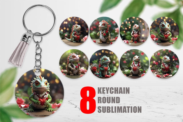 Keychain Valentine Cute Iguana Sublimation artnoy 