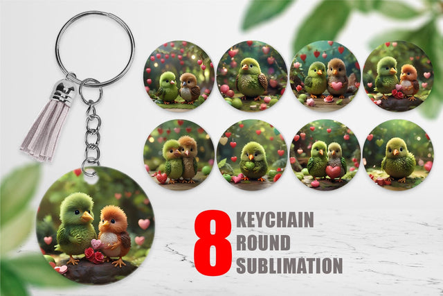 Keychain Valentine Cute Kiwi Bird Sublimation artnoy 