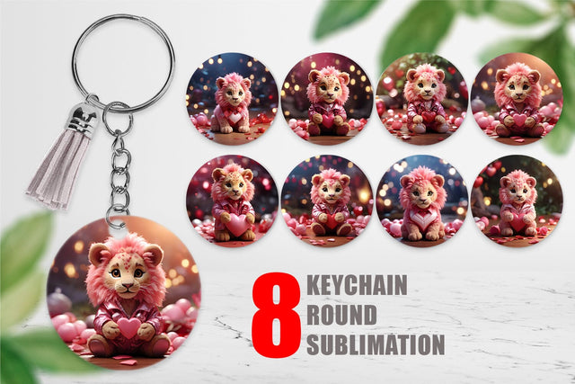 Keychain Valentine Cute Lion Sublimation artnoy 