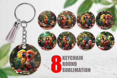 Keychain Valentine Cute Macaw Bird Sublimation artnoy 