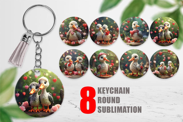 Keychain Valentine Cute Stork Sublimation artnoy 