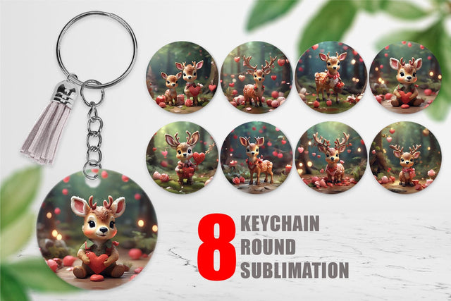 Keychain Valentine Deer Sublimation artnoy 
