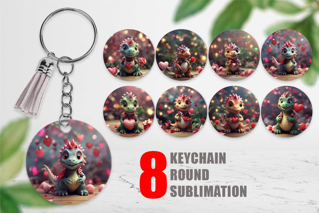 Keychain Valentine Dinosaur Sublimation artnoy 