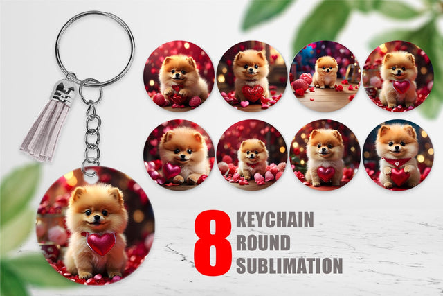 Keychain Valentine Dog Pomeranian Sublimation artnoy 
