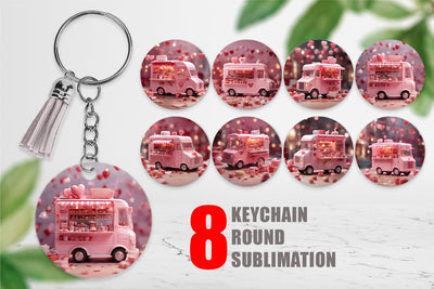 Keychain Valentine Food Truck Sublimation artnoy 