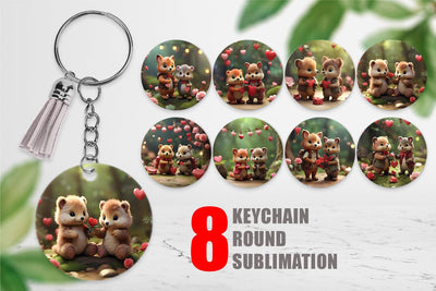 Keychain Valentine Forest Animal Sublimation artnoy 