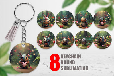 Keychain Valentine Forest Beetle Sublimation artnoy 