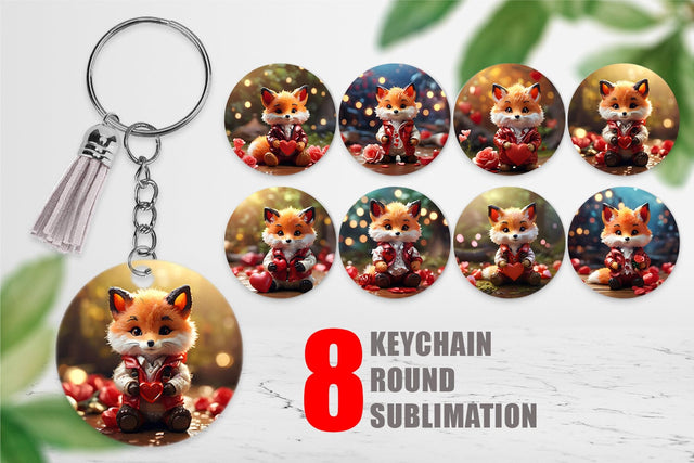 Keychain Valentine Fox Sublimation artnoy 