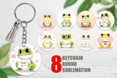 Keychain Valentine Frog Cartoon Sublimation artnoy 
